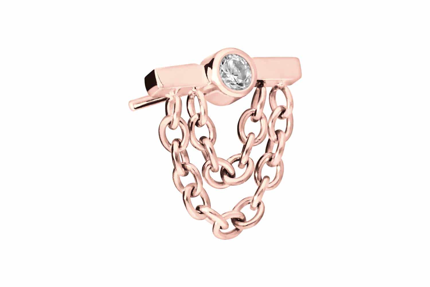 Titan Aufsatz mit Push Pin BALKEN + KRISTALL + 2 KETTEN von Piercingline